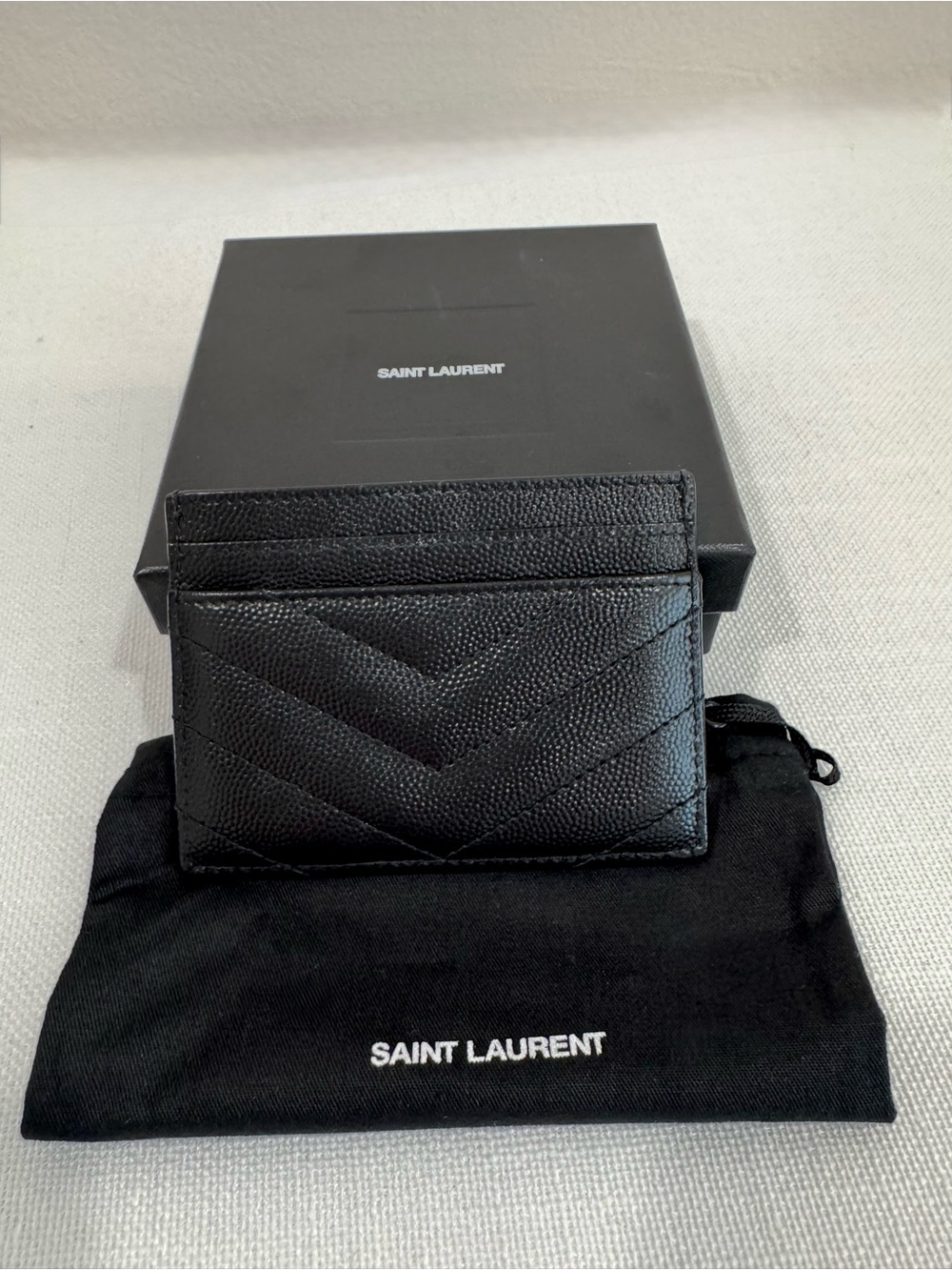 YSL Cassandre Monogram Card Case in Grained Leather (Gold) - Picture 4 of 4